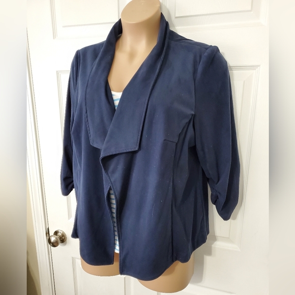 Alfani Faux Suede Drape Front Blazer - Picture 3 of 10